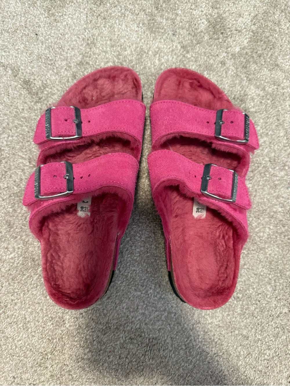 Birkenstock Arizona Genuine Shearling Lined Slide Sandal size 38